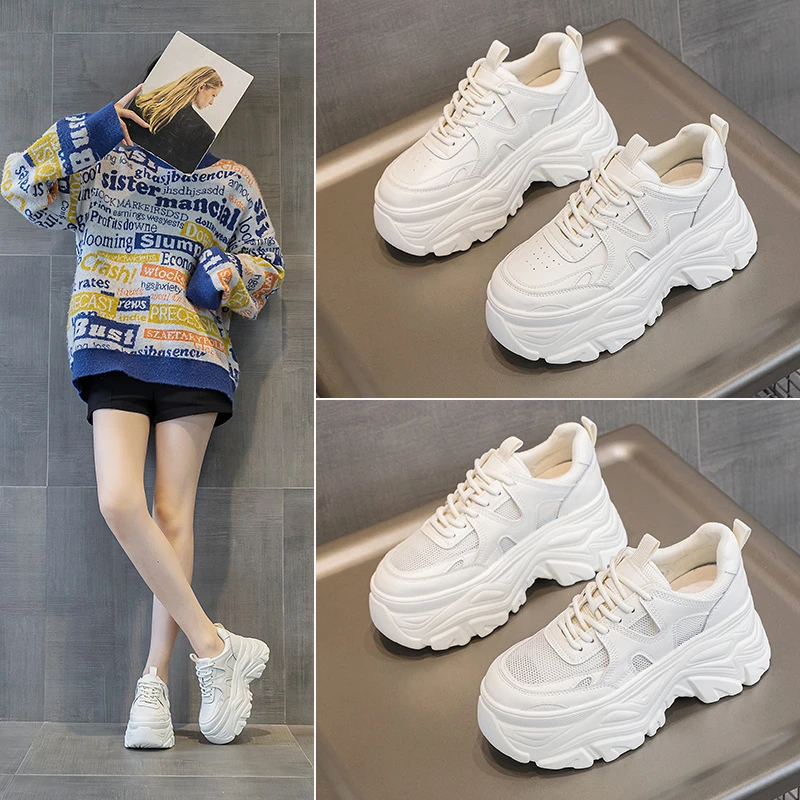 White Chunky Platform Sneakers Ultra Thick Sole Height Increasing Casual Shoes Lace Up Lightweight Non Slip For Daily School
White Chunky Platform Sneakers Ultra Thick Sole Height Increasing Casual Shoes Lace Up Lightweight Non Slip For Daily School