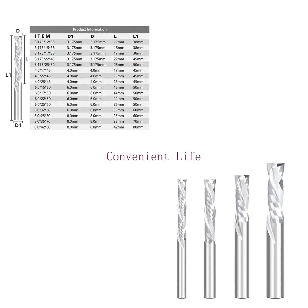 L1EE 2 Flutes Milling Cutter 5x/Set Up Down Cut Router Bits for Solid
L1EE 2 Flutes Milling Cutter 5x/Set Up Down Cut Router Bits for Solid