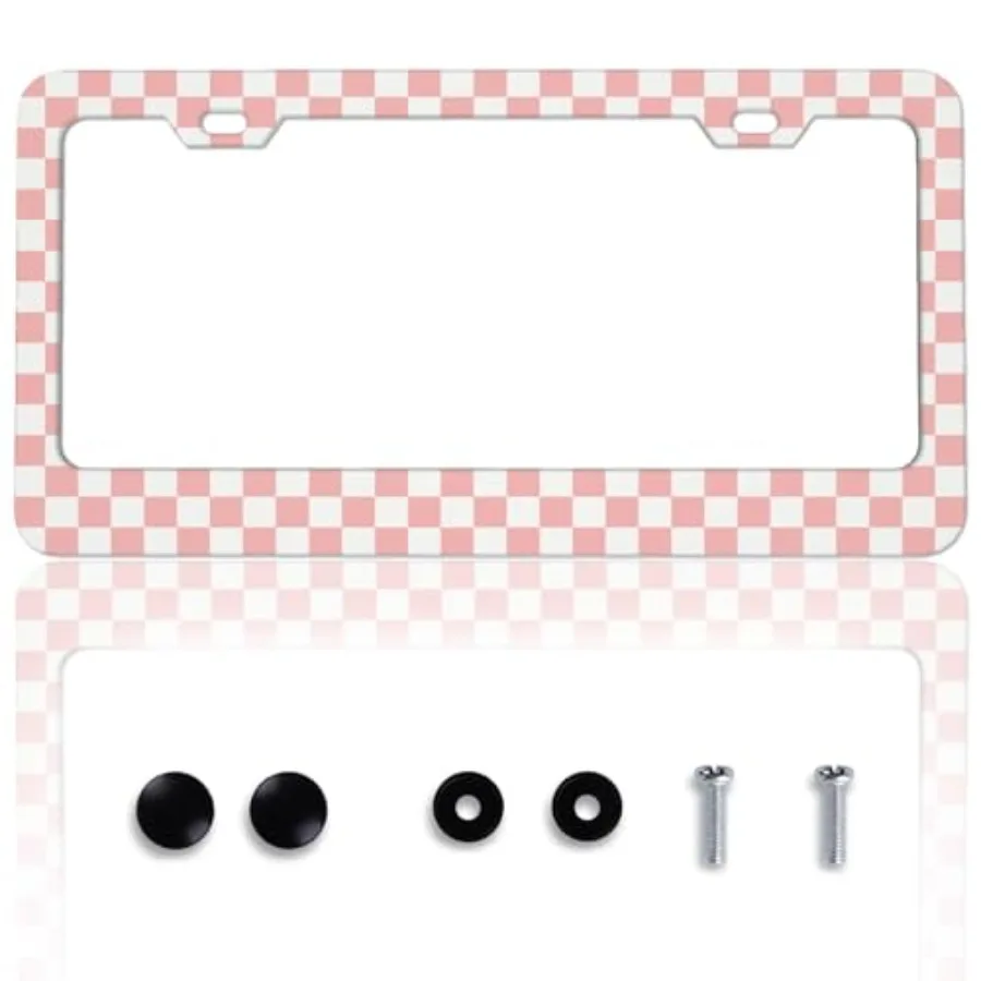Pink and White Checkerboard License Plate Frame Pink Checkered License Plate Holder for Car Accessories for Car Decor Fits Stan
Pink and White Checkerboard License Plate Frame Pink Checkered License Plate Holder for Car Accessories for Car Decor Fits Stan
