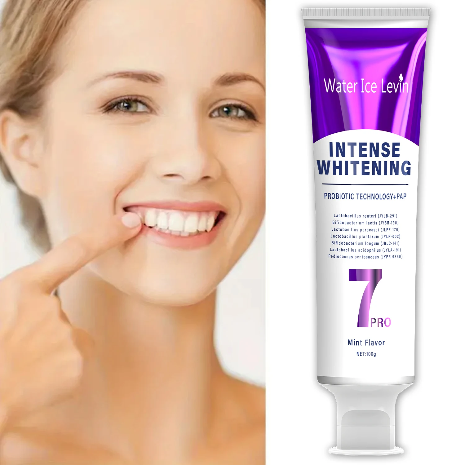 Intense Whitening Probiotic Toothpaste. Purple Beads Whitening. Clean, Yellow Correction, Long Fresh Breath. Safe Formula.
Intense Whitening Probiotic Toothpaste. Purple Beads Whitening. Clean, Yellow Correction, Long Fresh Breath. Safe Formula.
