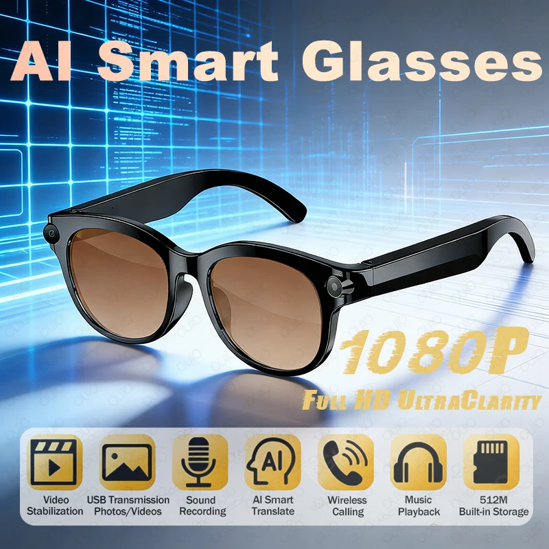 AI Smart Glasses 1080P HD Camera Video Photo Call Translation AI Voice Assistant Music Playback Flashlight Smartglasse Men Women
AI Smart Glasses 1080P HD Camera Video Photo Call Translation AI Voice Assistant Music Playback Flashlight Smartglasse Men Women