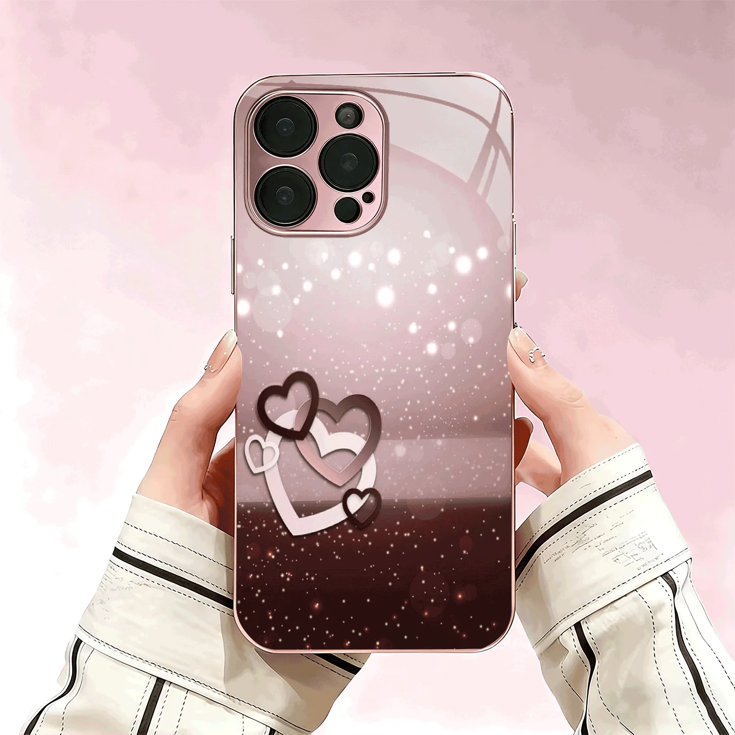 New layered heart pattern electroplated pink phone case, suitable for iPhone 17/16/15/14/13/12/11, etc.
New layered heart pattern electroplated pink phone case, suitable for iPhone 17/16/15/14/13/12/11, etc.