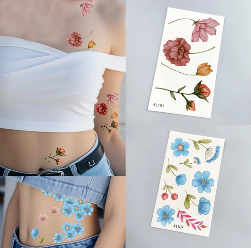 Colorful Floral Tattoo Sticker Female Arm Hand Collarbone Chest Temporary Tattoo Decals False Tattoo Decors Body Art Tattoos
Colorful Floral Tattoo Sticker Female Arm Hand Collarbone Chest Temporary Tattoo Decals False Tattoo Decors Body Art Tattoos