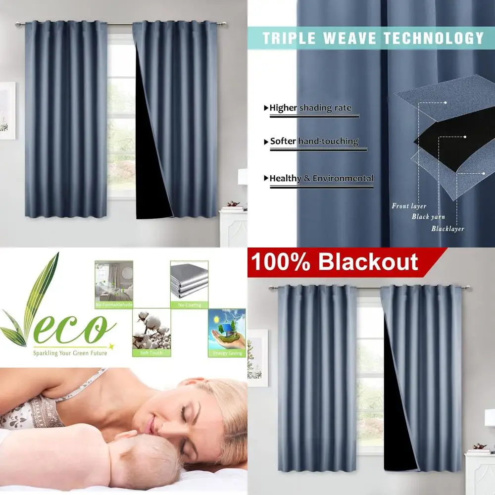 Thermal Insulated Blackout Curtains, 63 Long, Stone Blue, 2-Panel Set, 52 Wide for Privacy and Energy Efficiency
Thermal Insulated Blackout Curtains, 63 Long, Stone Blue, 2-Panel Set, 52 Wide for Privacy and Energy Efficiency