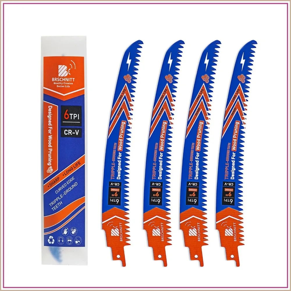 9" 4PCS Japanese Teeth Reciprocating Saw Blades - Curved Edge Wood Pruning 6TPI for Tree Trimming, Wood Cutting
9" 4PCS Japanese Teeth Reciprocating Saw Blades - Curved Edge Wood Pruning 6TPI for Tree Trimming, Wood Cutting