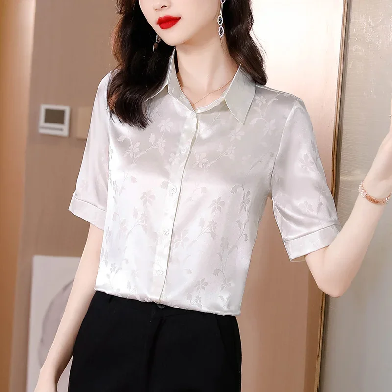 Satin Women's Blouses Korean Vintage Shirts FASHION Loose Spring/Summer Clothing Flower Short Sleeve Women Tops
Satin Women's Blouses Korean Vintage Shirts FASHION Loose Spring/Summer Clothing Flower Short Sleeve Women Tops