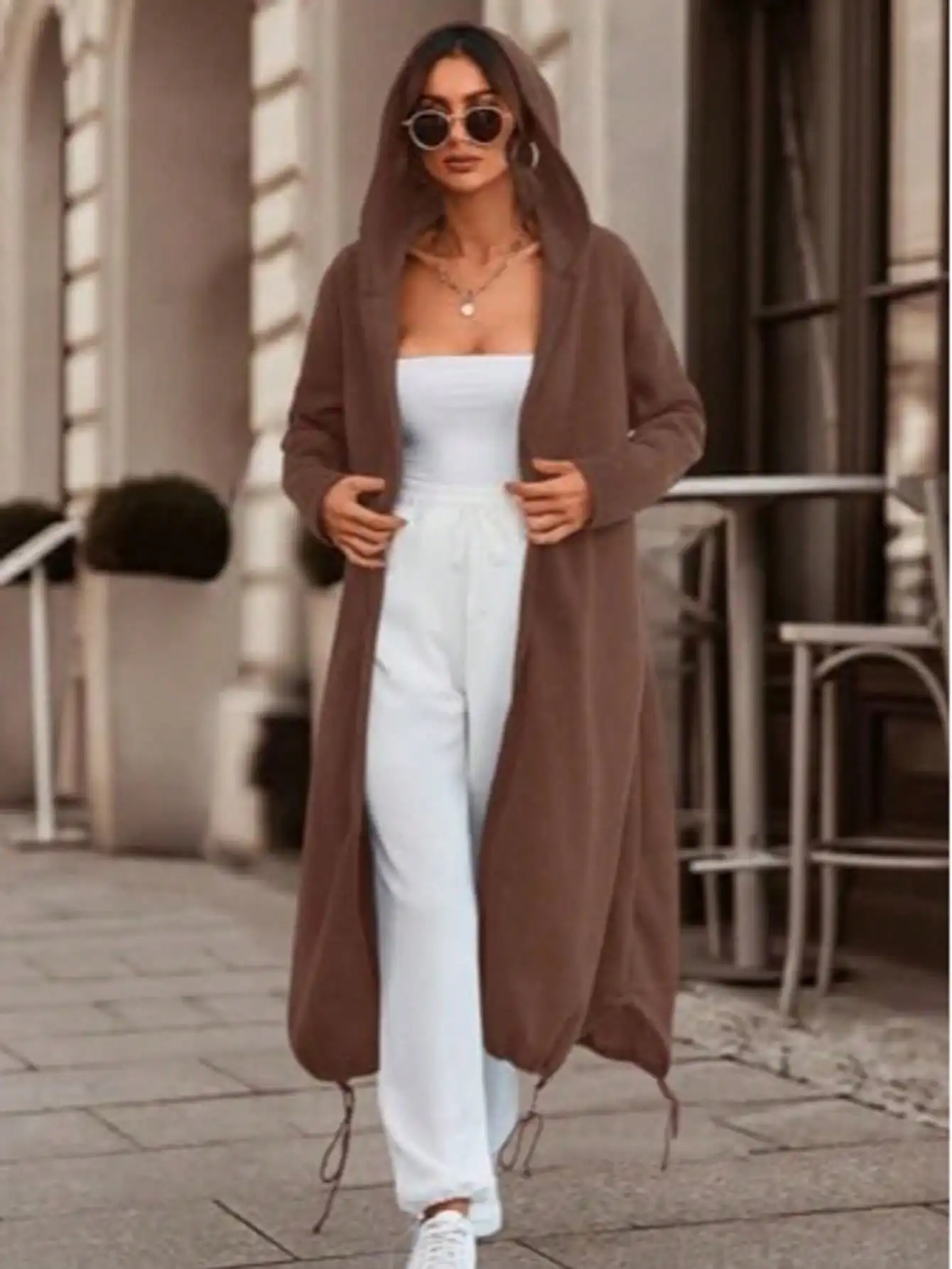 Fisoew женские негабаритные толстовки на молнии, толстовки с заниженными плечами, длинные куртки на шнурке с карманами
Fisoew женские негабаритные толстовки на молнии, толстовки с заниженными плечами, длинные куртки на шнурке с карманами