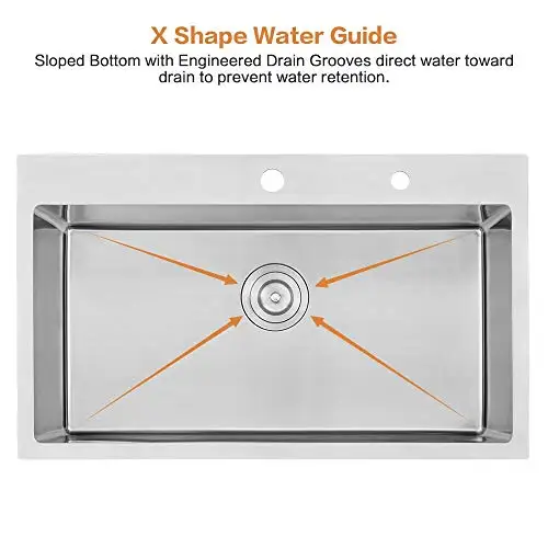 33 Inch Top Mount Stainless Steel Kitchen Sink 16 Gauge Deep Single Basin With Dish Grid And Drain Strainer
33 Inch Top Mount Stainless Steel Kitchen Sink 16 Gauge Deep Single Basin With Dish Grid And Drain Strainer