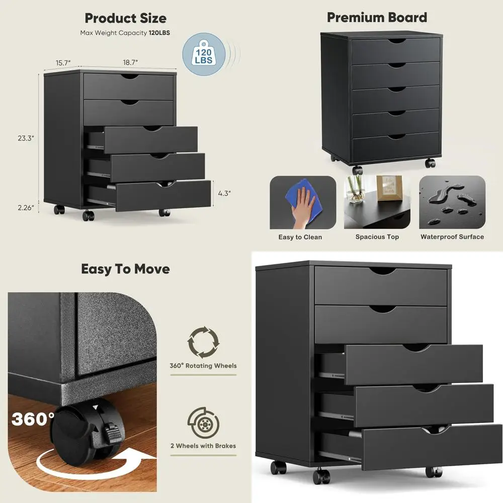 Under Desk Storage Organizer with Wheels, Rolling Wooden Chest for Desk Printer or Home Office, 15.75D x 18.74W x 25.39H, Black
Under Desk Storage Organizer with Wheels, Rolling Wooden Chest for Desk Printer or Home Office, 15.75D x 18.74W x 25.39H, Black