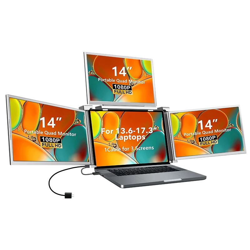 Trading Monitor Screen 14 Inch Lcd Display Extended Triple Screen 1080p Quad Monitor Extender for Laptop
Trading Monitor Screen 14 Inch Lcd Display Extended Triple Screen 1080p Quad Monitor Extender for Laptop
