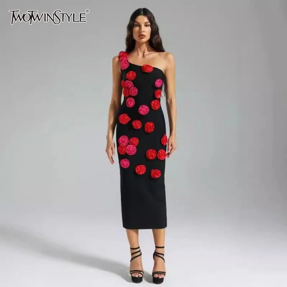 TWOTWINSTYLE однотонные модные сращенные платья с 3D цветком для женщин, лоскутное платье без рукавов с диагональным вырезом на молнии, женская одежда
TWOTWINSTYLE однотонные модные сращенные платья с 3D цветком для женщин, лоскутное платье без рукавов с диагональным вырезом на молнии, женская одежда