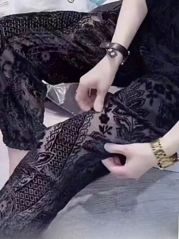 High Waist Harlan Pants Nine Points Casual Pants Velvet Planting Korean Sle Commute Hollow out ket Summer Thin Model
High Waist Harlan Pants Nine Points Casual Pants Velvet Planting Korean Sle Commute Hollow out ket Summer Thin Model