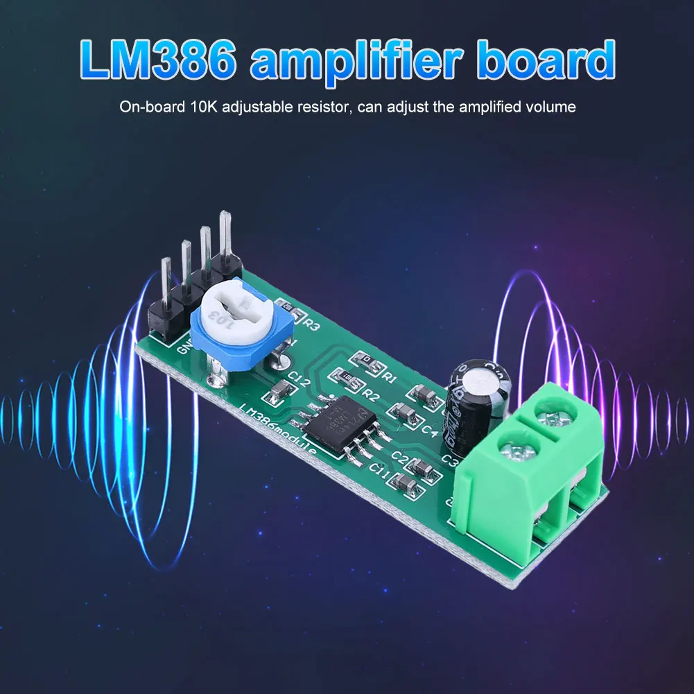 Модуль цифрового моноусилителя LM386 с регулировкой усиления 20x и регулировкой громкости для электронных проектов DIY, входное напряжение от 5В до 12В
Модуль цифрового моноусилителя LM386 с регулировкой усиления 20x и регулировкой громкости для электронных проектов DIY, входное напряжение от 5В до 12В
