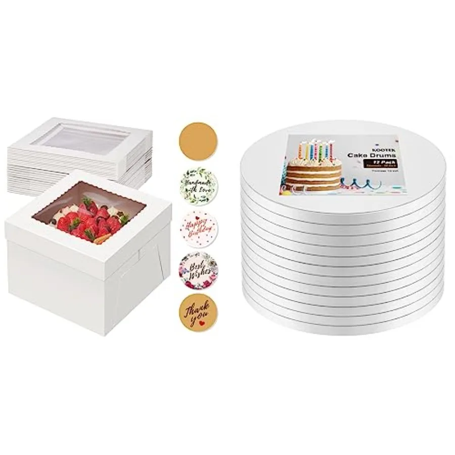 15pcs Cake Boxes and 12 Pack 10 Inch Round Cake Boards Drum
15pcs Cake Boxes and 12 Pack 10 Inch Round Cake Boards Drum