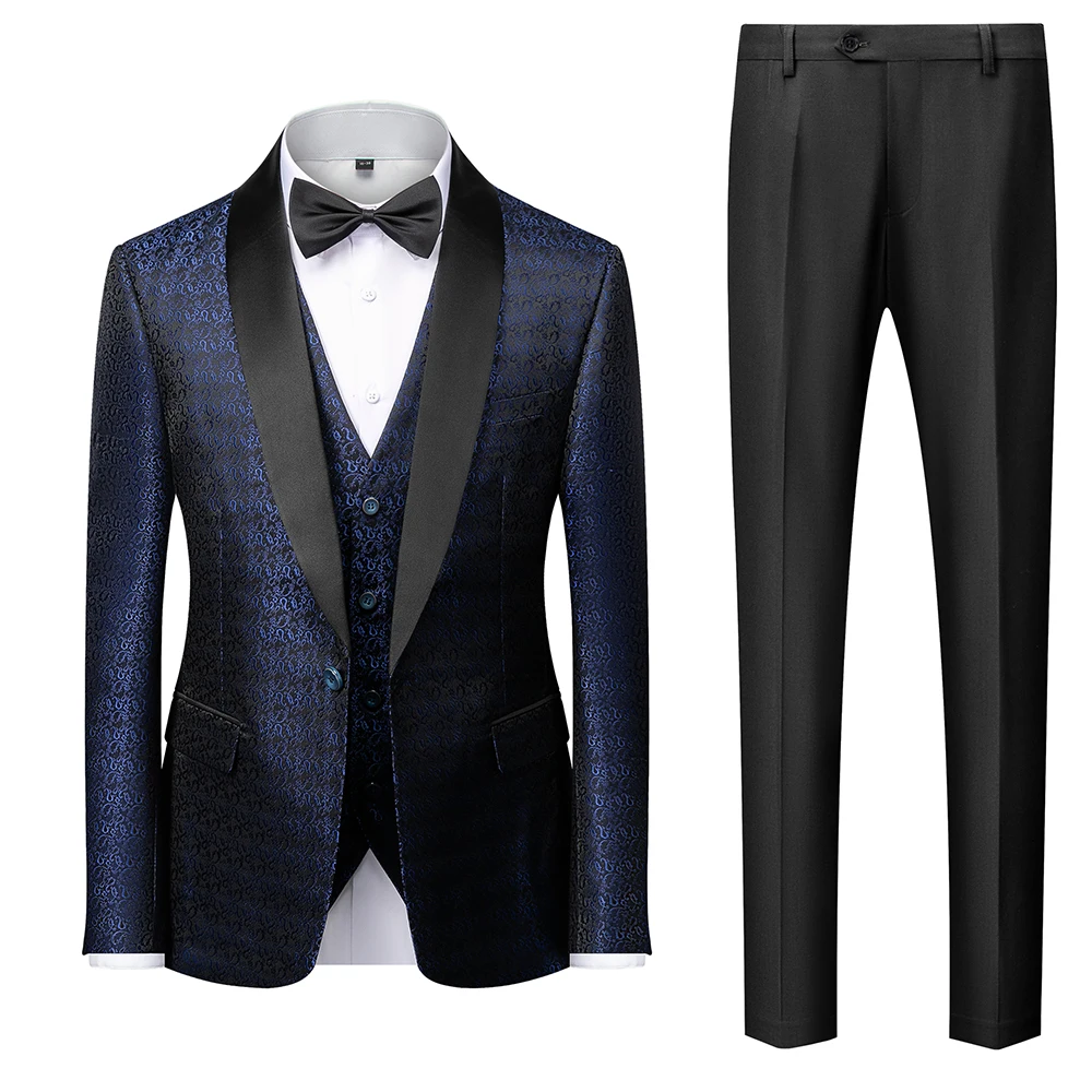 Autumn and winter new men's business casual suit Korean version slim-fit wedding suit men printed three-piece set
Autumn and winter new men's business casual suit Korean version slim-fit wedding suit men printed three-piece set