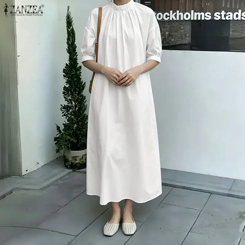 2026 ZANZEA Summer Solid Color Dress Women Stand Neck Office Work Dresses Casual Short Sleeve Baggy Sundress Pleated Midi Robe
2026 ZANZEA Summer Solid Color Dress Women Stand Neck Office Work Dresses Casual Short Sleeve Baggy Sundress Pleated Midi Robe