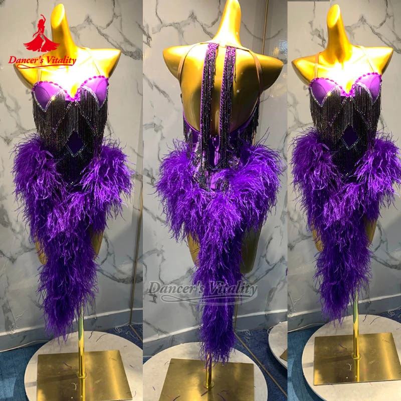 Women AB Stone Sexy Sleeveless Feather Style Dresses Adult Latin Dance Irregular Lower Hem Dancing Wear Custom Dancer's Vitality
Women AB Stone Sexy Sleeveless Feather Style Dresses Adult Latin Dance Irregular Lower Hem Dancing Wear Custom Dancer's Vitality