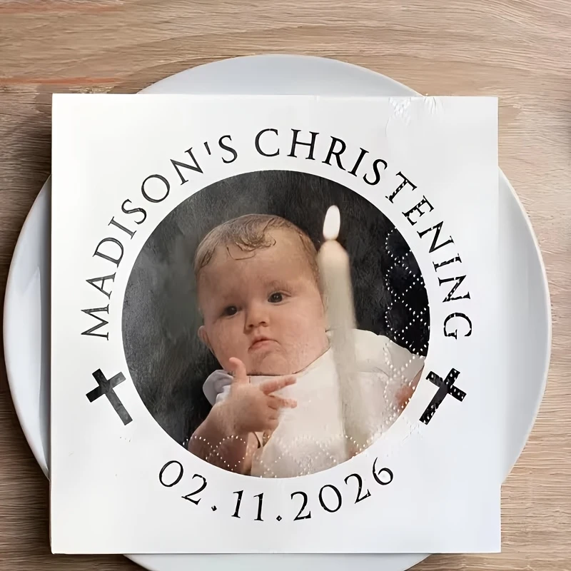 Custom Personalized Baptism Napkins (50pcs) - Add Name & Photo | 3-Ply Paper Napkins for Christening & First Communion
Custom Personalized Baptism Napkins (50pcs) - Add Name & Photo | 3-Ply Paper Napkins for Christening & First Communion