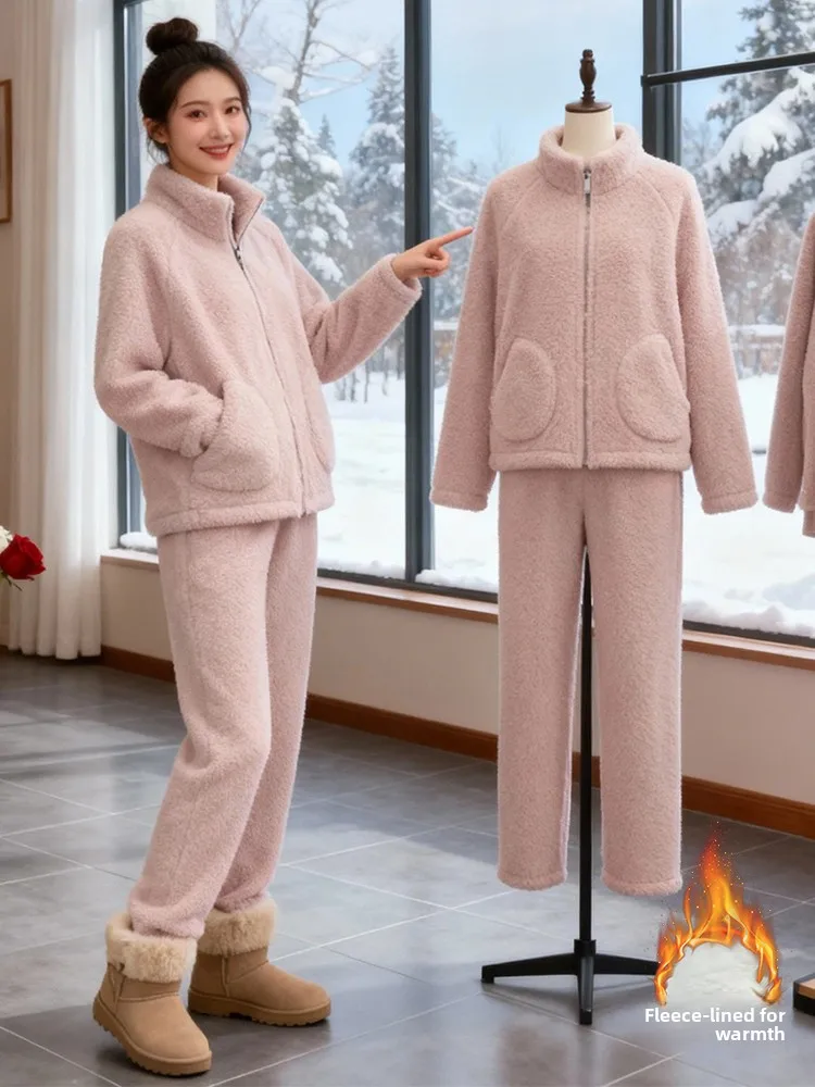 Warm Fce Lined Hooded Sweatirt And Wide Leg Pants Two Piece Set for Women Winter Faion Casual Sle High Waist Trousers
Warm Fce Lined Hooded Sweatirt And Wide Leg Pants Two Piece Set for Women Winter Faion Casual Sle High Waist Trousers