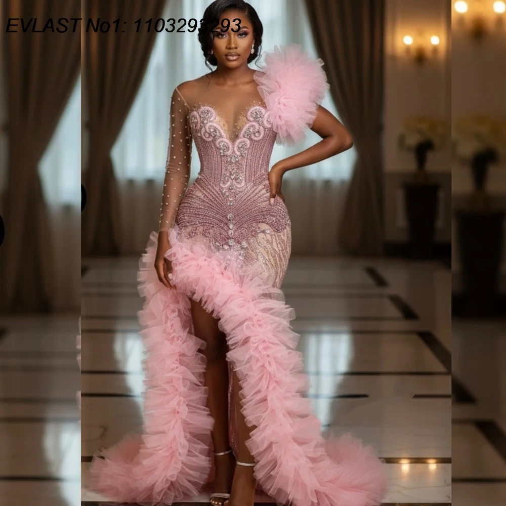 EVLAST Customized Sparkly African Pink Diamonds Prom Dress Ruffles High Slit Bead Crystal Party Gown Robes De Soirée FP154
EVLAST Customized Sparkly African Pink Diamonds Prom Dress Ruffles High Slit Bead Crystal Party Gown Robes De Soirée FP154