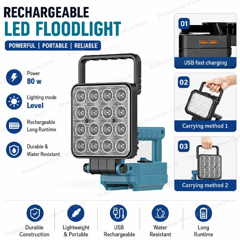 LED Outdoor led light for makita 18v battery Cordless Camping led light for makita battery Portable Flood makita lampe 18v led
LED Outdoor led light for makita 18v battery Cordless Camping led light for makita battery Portable Flood makita lampe 18v led
