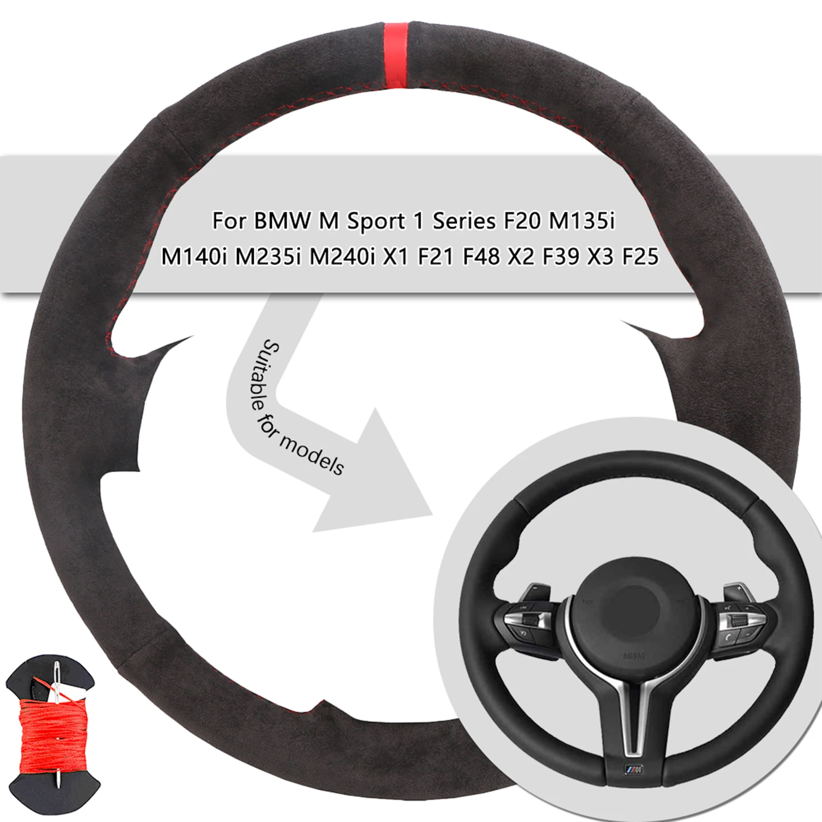 Suede Leather Car Steering Wheel Cover For BMW M Sport 1 Series F20 M135i M140i M235i M240i X1 F21 F48 X2 F39 X3 F25
Suede Leather Car Steering Wheel Cover For BMW M Sport 1 Series F20 M135i M140i M235i M240i X1 F21 F48 X2 F39 X3 F25