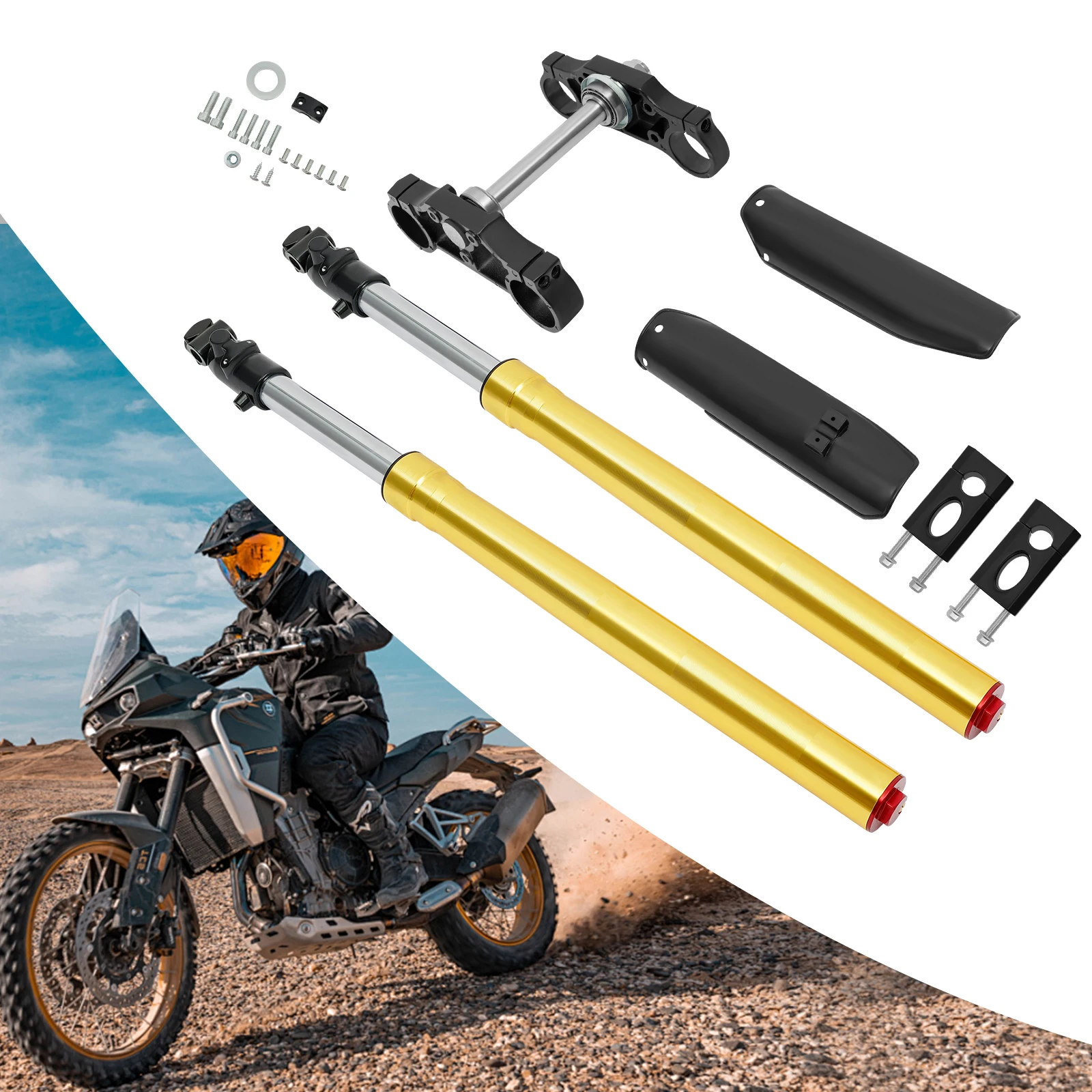 45mm/48mm Upside Down Front Fork Suspension Shocks Absorber and Triple Clamp Handlebar Riser Set, 29" Front Fork Shocker
45mm/48mm Upside Down Front Fork Suspension Shocks Absorber and Triple Clamp Handlebar Riser Set, 29" Front Fork Shocker