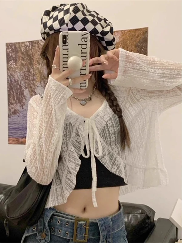 Ultra-Fairy Lace Open Cardigan Women's Summer Thin Mesh Hollow out Shoulder Wrap with Halter Dress Cover up Korean Style Loos...
Ultra-Fairy Lace Open Cardigan Women's Summer Thin Mesh Hollow out Shoulder Wrap with Halter Dress Cover up Korean Style Loos...