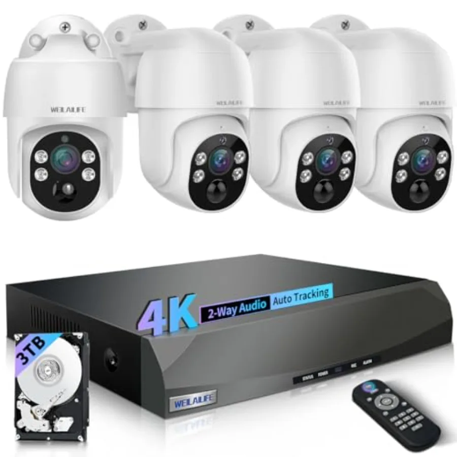 Outdoor POE security camera system for 90-day storage, 4K Ultra HD, aluminum alloy housing, black, weatherproof with night visi
Outdoor POE security camera system for 90-day storage, 4K Ultra HD, aluminum alloy housing, black, weatherproof with night visi