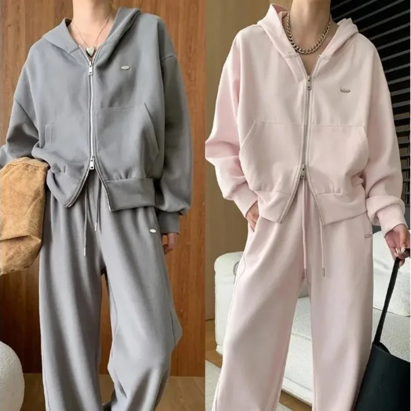 hoodies and sweatshirts Double zipper lazy casual hooded sweatshirt drawstring wide leg pants suit early autumn new style 2024
hoodies and sweatshirts Double zipper lazy casual hooded sweatshirt drawstring wide leg pants suit early autumn new style 2024