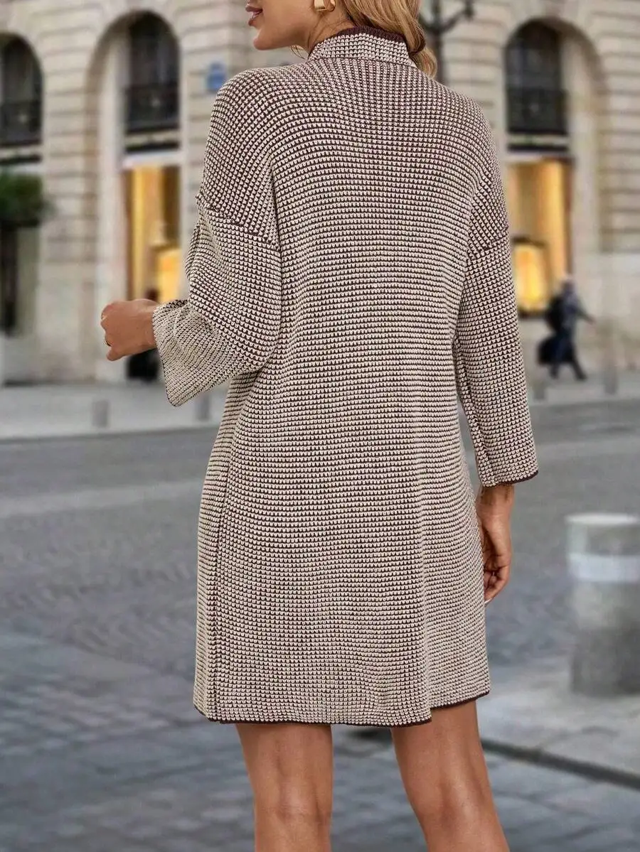 Womens Knit Long Sleeve Stand Collar Cardigan And Sleeveless Dress Two Piece Set Autumn
Womens Knit Long Sleeve Stand Collar Cardigan And Sleeveless Dress Two Piece Set Autumn