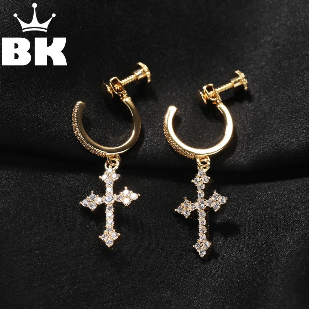 Icy Cross Pendant Clip Earring Paved CZ Non Pierced Hoop Earrings for Women Men Jewelry Valentine's Day Gift Screw-back Clip On
Icy Cross Pendant Clip Earring Paved CZ Non Pierced Hoop Earrings for Women Men Jewelry Valentine's Day Gift Screw-back Clip On