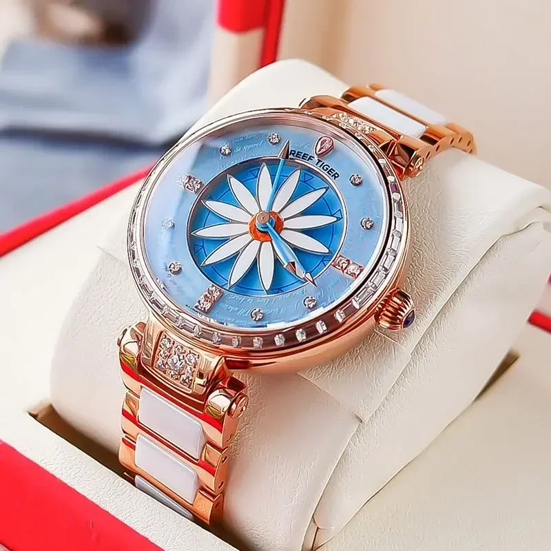 REEF TIGER Genuine Mechanical Women's Watch Waterproof Fashion Ceramic Girls Watches
REEF TIGER Genuine Mechanical Women's Watch Waterproof Fashion Ceramic Girls Watches