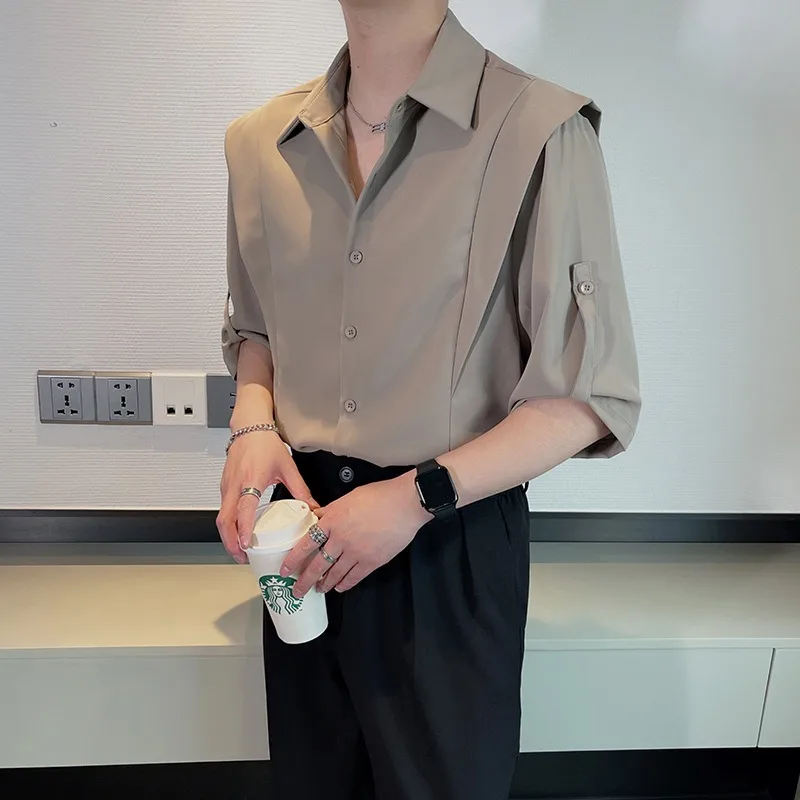 Korean Style Summer New Seven Quarter Sleeve Shirts for Men Japanese Fashion Streetwear Elegant Men's Casual Loose Shirt
Korean Style Summer New Seven Quarter Sleeve Shirts for Men Japanese Fashion Streetwear Elegant Men's Casual Loose Shirt