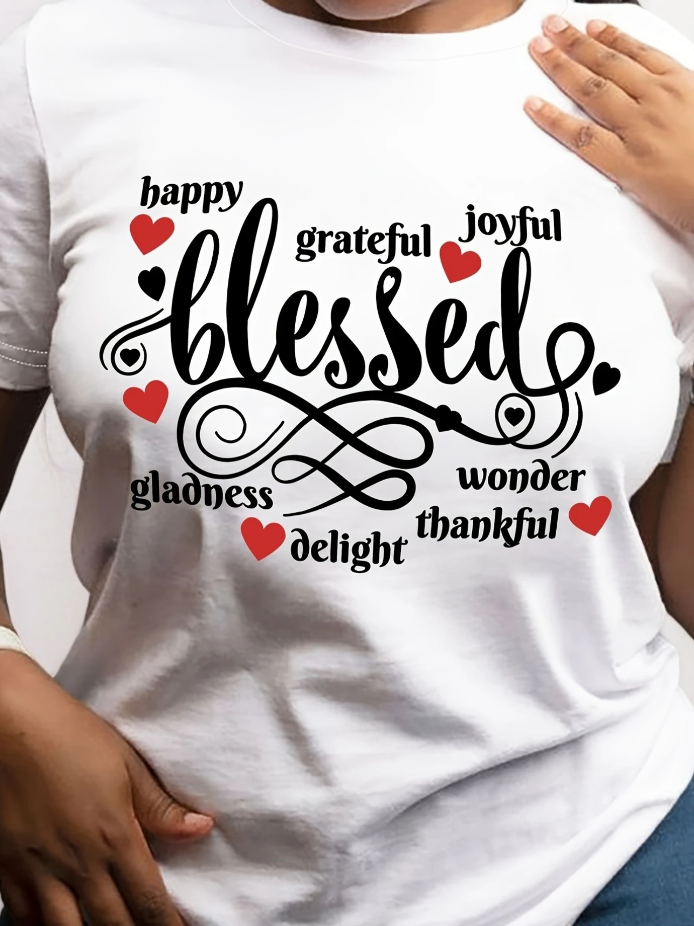 Женская вдохновляющая футболка Happy, Blessed, Grateful, Joyful, Wonderful с цитатой — повседневная мягкая футболка с круглым вырезом и короткими рукавами
Женская вдохновляющая футболка Happy, Blessed, Grateful, Joyful, Wonderful с цитатой — повседневная мягкая футболка с круглым вырезом и короткими рукавами