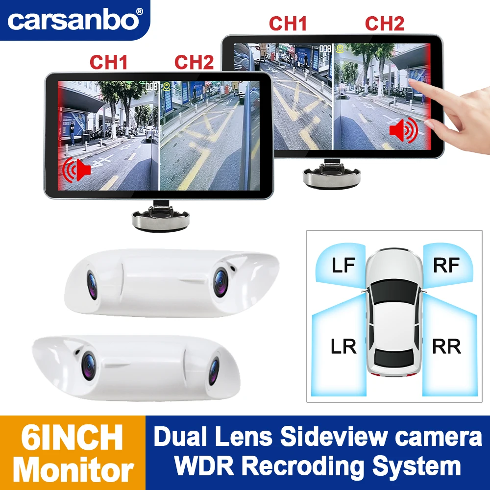 Carsanbo Dual Lens Side View Camera System With 6 Inch Touch Screen AI BSD Blind Spot Monitoring System Loop Recording System
Carsanbo Dual Lens Side View Camera System With 6 Inch Touch Screen AI BSD Blind Spot Monitoring System Loop Recording System