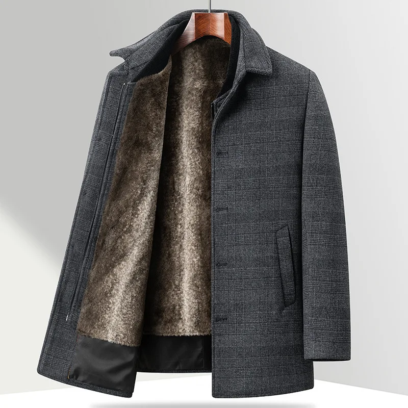 Thiened Woolen Plaid Coat with Detachable Inner Fce Lined Winter Outerwear for Middle-Aged And ly Men
Thiened Woolen Plaid Coat with Detachable Inner Fce Lined Winter Outerwear for Middle-Aged And ly Men