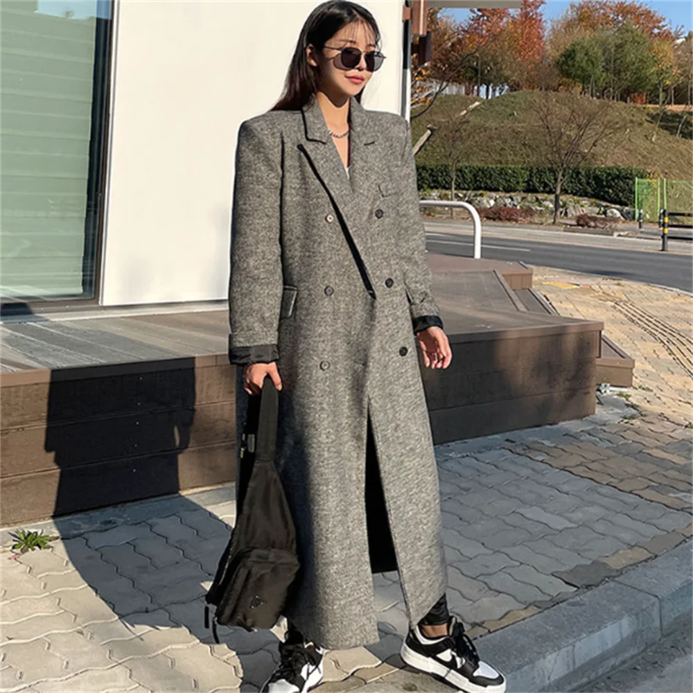 Winter Long Thickened Warm Tweed Woolen Coat Women Double Breasted Designer Runway Fashion
Winter Long Thickened Warm Tweed Woolen Coat Women Double Breasted Designer Runway Fashion