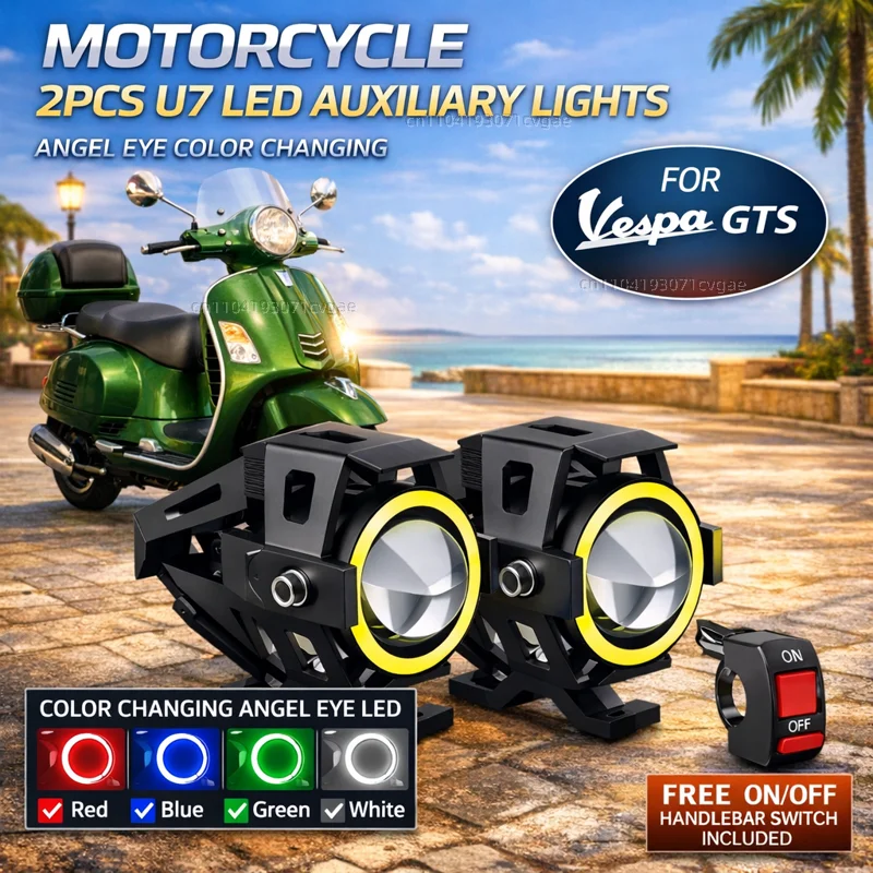 Waterproof Motorcycle LED Headlight 3000LMW U7 Motorbike LED Driving Fog Spot Light with Switch For Vespa GTS 125 150 300 Super
Waterproof Motorcycle LED Headlight 3000LMW U7 Motorbike LED Driving Fog Spot Light with Switch For Vespa GTS 125 150 300 Super