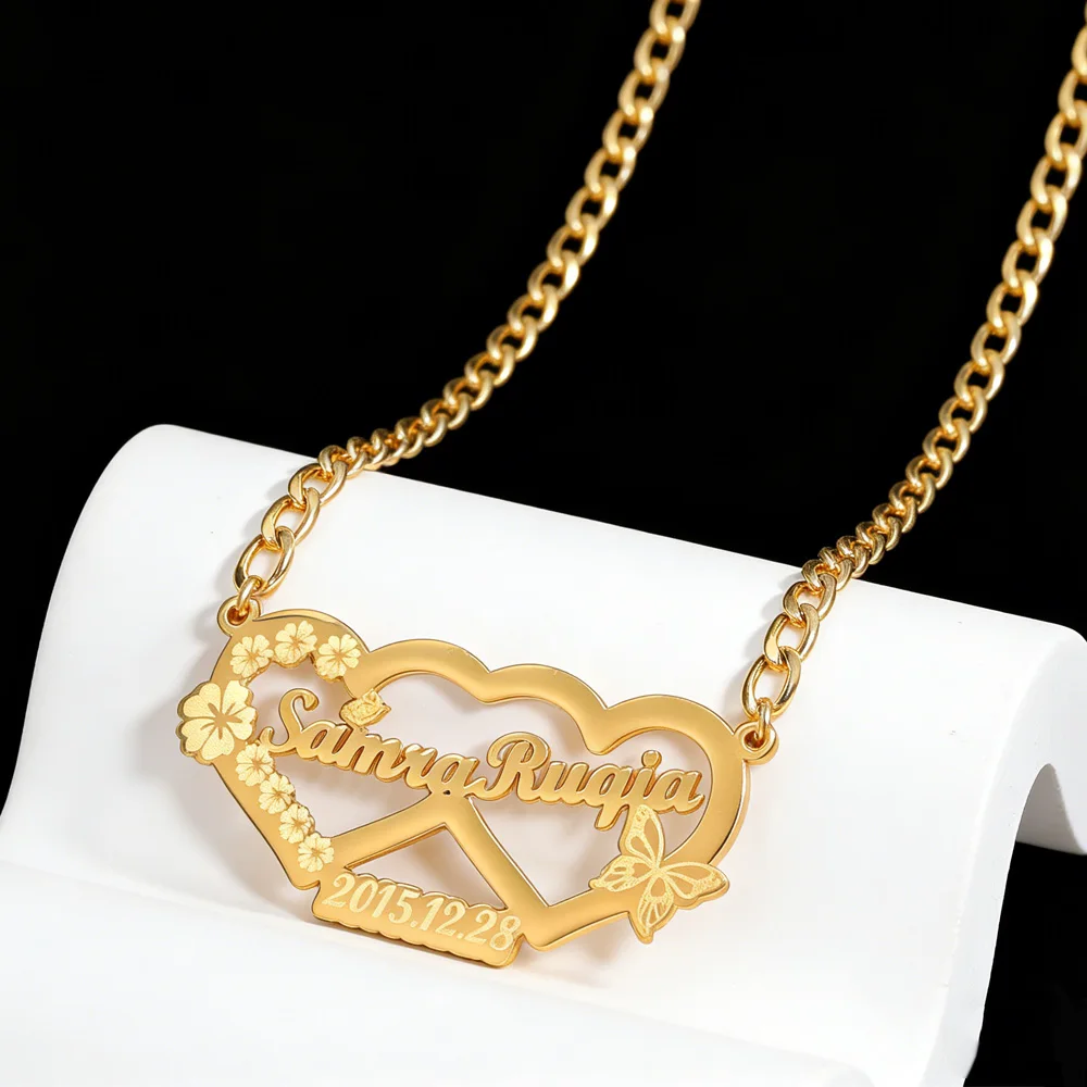 Custom 2 Names Couple Necklace Personalized Heart Butterfly Pendant Stainless Steel for Women Man Jewelry Wedding Party Gift
Custom 2 Names Couple Necklace Personalized Heart Butterfly Pendant Stainless Steel for Women Man Jewelry Wedding Party Gift