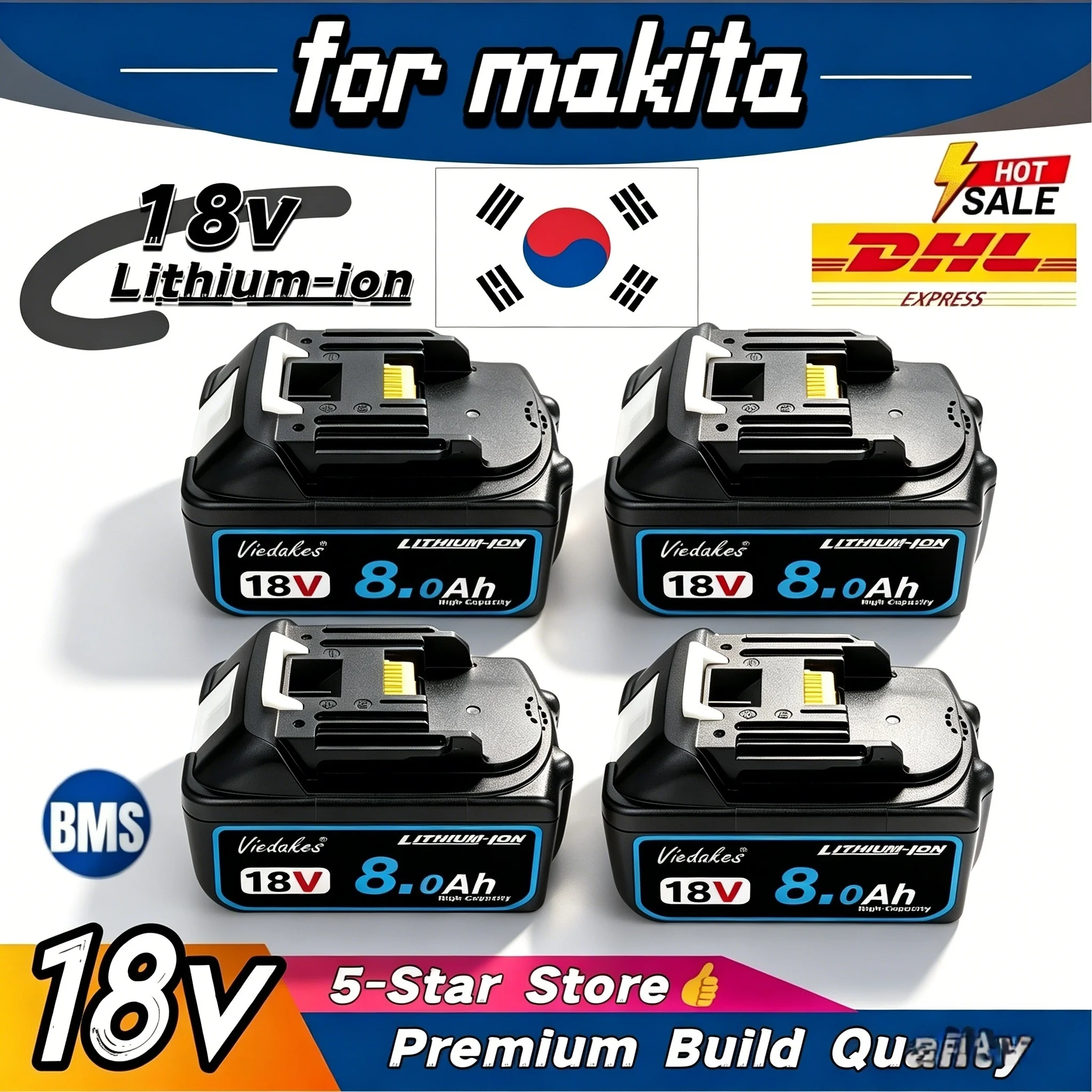 고용량 18V 리튬이온 배터리 5.0Ah BL1850B 4개 세트 마키타 공구 호환 특가 할인;18V 공구 배터리 6.0Ah BL1860B 2개 세트 마키타 LXT 시리즈 호환 한국발송 당일발송 무료배송 1년 보증
고용량 18V 리튬이온 배터리 5.0Ah BL1850B 4개 세트 마키타 공구 호환 특가 할인;18V 공구 배터리 6.0Ah BL1860B 2개 세트 마키타 LXT 시리즈 호환 한국발송 당일발송 무료배송 1년 보증