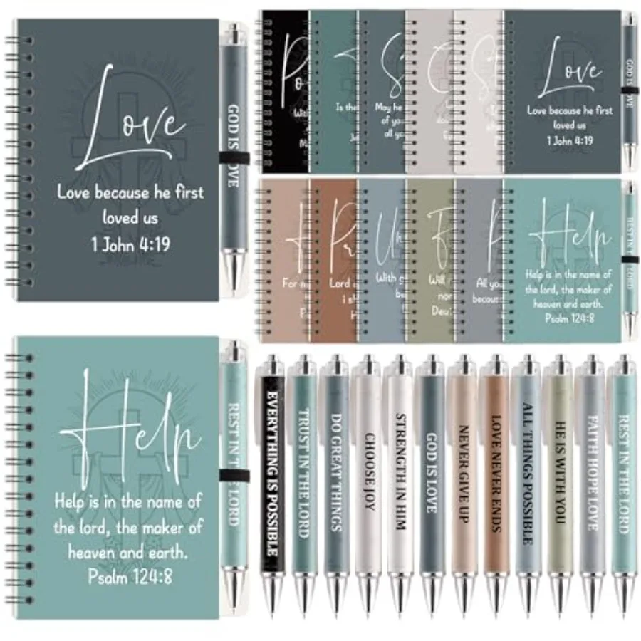Sets Christian Notebooks Bulk Bible Spiral Notebooks with Pen Inspirational Notebook Religious Jesus Gifts Bulk A6 Prayer Journ
Sets Christian Notebooks Bulk Bible Spiral Notebooks with Pen Inspirational Notebook Religious Jesus Gifts Bulk A6 Prayer Journ