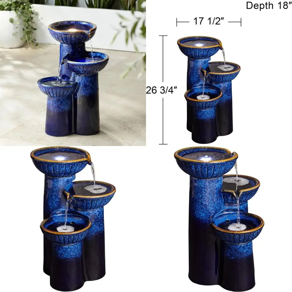 Large Blue Cobalt Ceramic Outdoor Floor Fountain with LED Light and Tiered Waterfall, 26.75" High
Large Blue Cobalt Ceramic Outdoor Floor Fountain with LED Light and Tiered Waterfall, 26.75" High