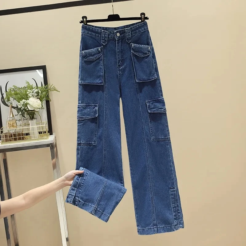 High Waist Jeans Women Spring Autumn Straight Leg Pants 2023 New Large Size Sagging Loose Leg Trousers Female Cargo Pants Trend
High Waist Jeans Women Spring Autumn Straight Leg Pants 2023 New Large Size Sagging Loose Leg Trousers Female Cargo Pants Trend