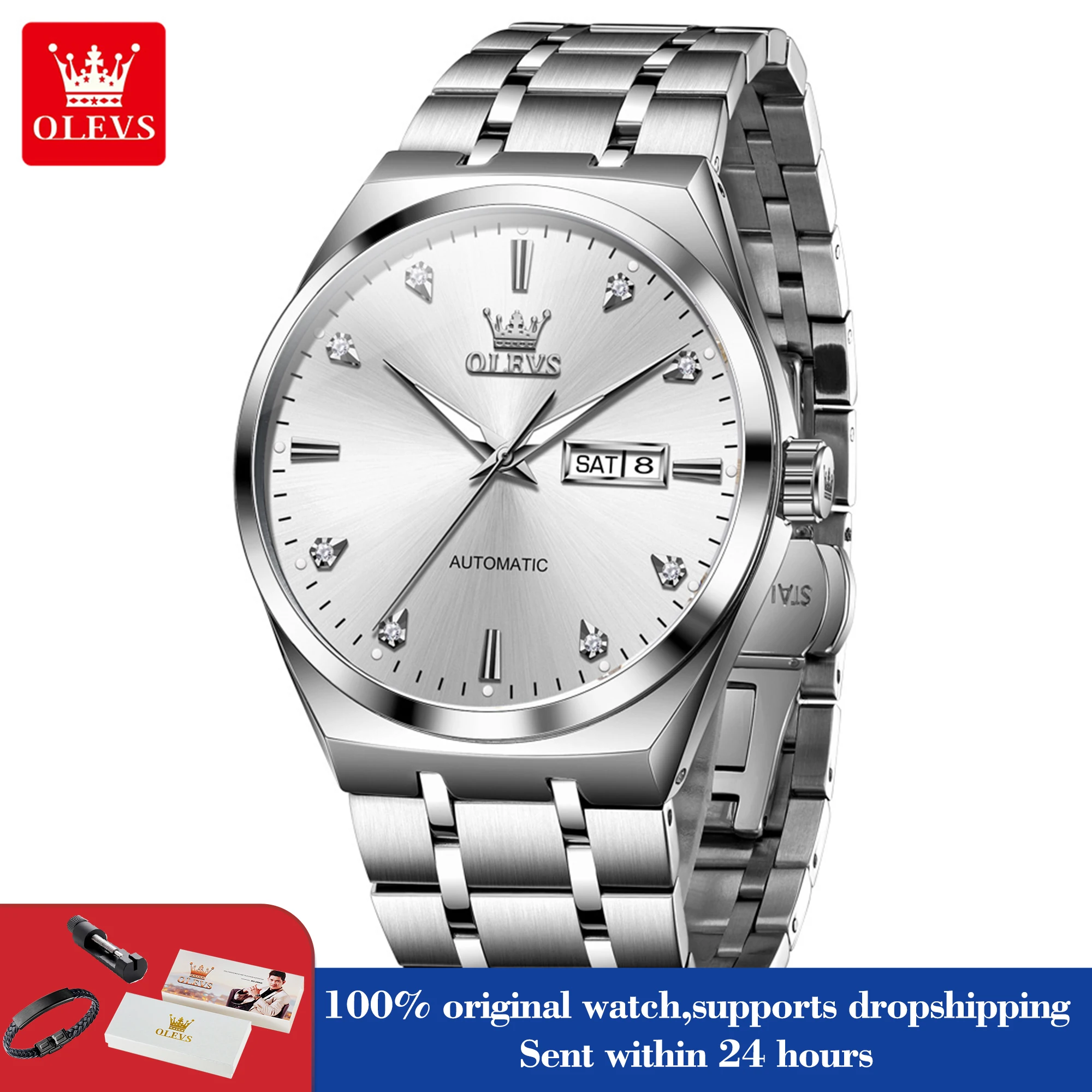 OLEVS 9811 Man Automatic Watch Fashion Mechanical Dress Watch For Men Diamond Scale Dual Calendar Waterproof Male Hand Clock
OLEVS 9811 Man Automatic Watch Fashion Mechanical Dress Watch For Men Diamond Scale Dual Calendar Waterproof Male Hand Clock