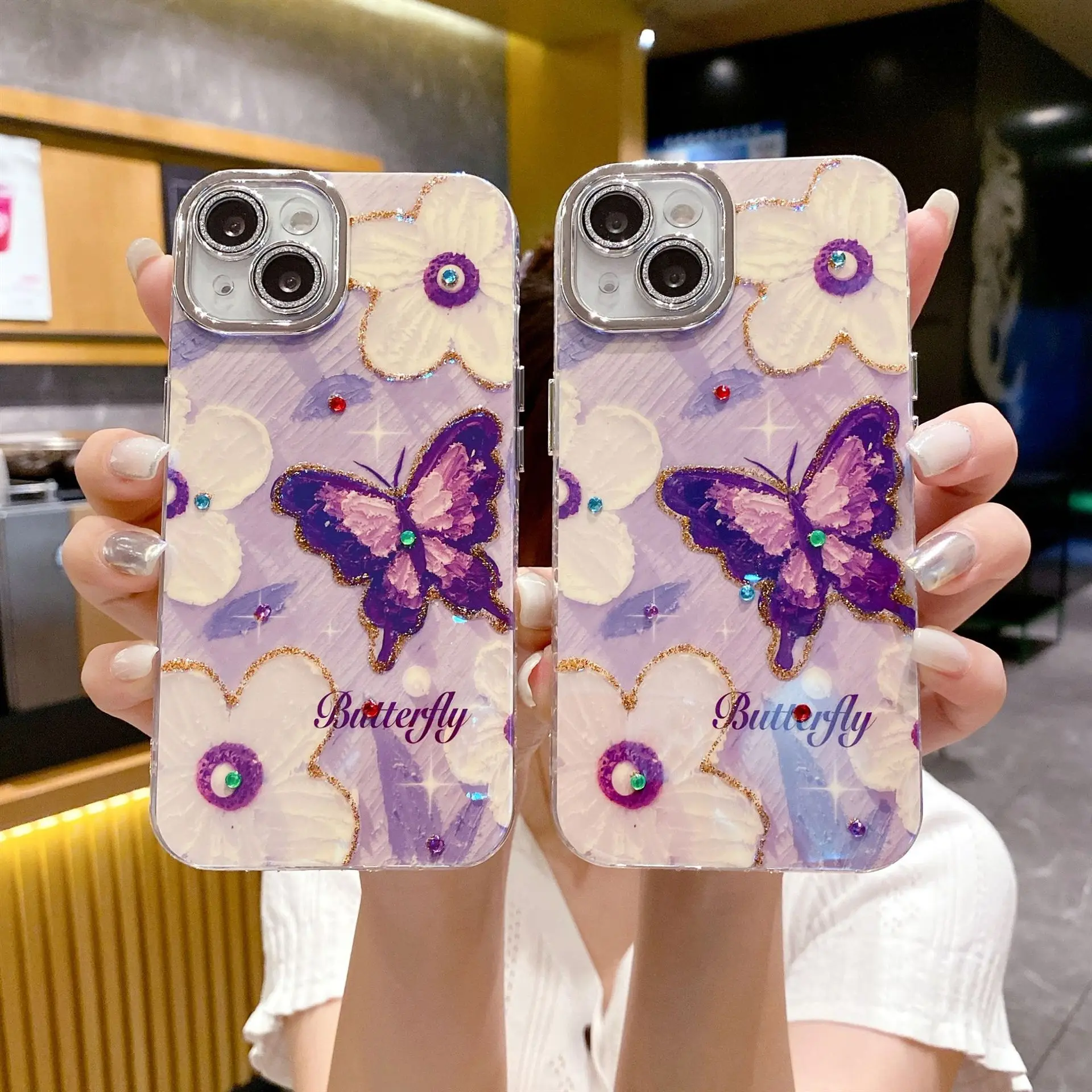Oil Painting Flowers Butterfly Painted Shell For iPhone 14Plus 13 12 15Promax 11 Soft Silicone Protective Case With Glitter Lens
Oil Painting Flowers Butterfly Painted Shell For iPhone 14Plus 13 12 15Promax 11 Soft Silicone Protective Case With Glitter Lens