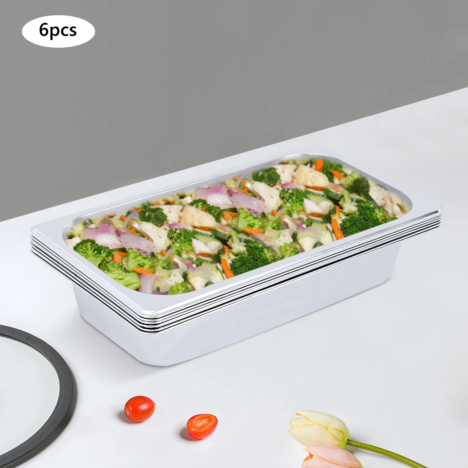 2.5'' Deep 1/3 Size Steam Table Pans Hotel Food Prep Stainless Steel Silver 6Pcs
2.5'' Deep 1/3 Size Steam Table Pans Hotel Food Prep Stainless Steel Silver 6Pcs