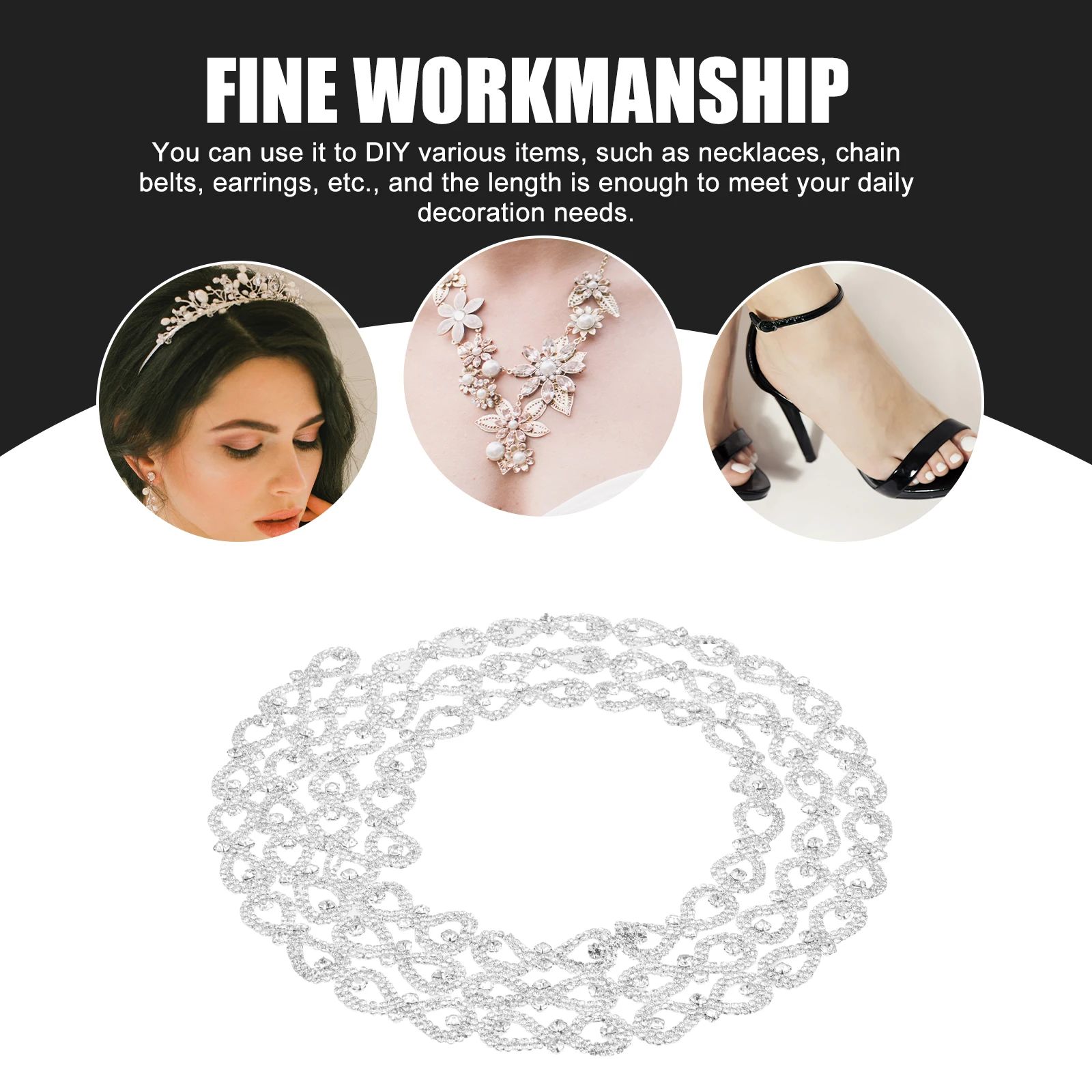 8 shaped Rhinestone Chain Cuttable Craft Supply DIY Trim Jewelry Decor Accessory Long High grade Alloy Crystal Shiny
8 shaped Rhinestone Chain Cuttable Craft Supply DIY Trim Jewelry Decor Accessory Long High grade Alloy Crystal Shiny