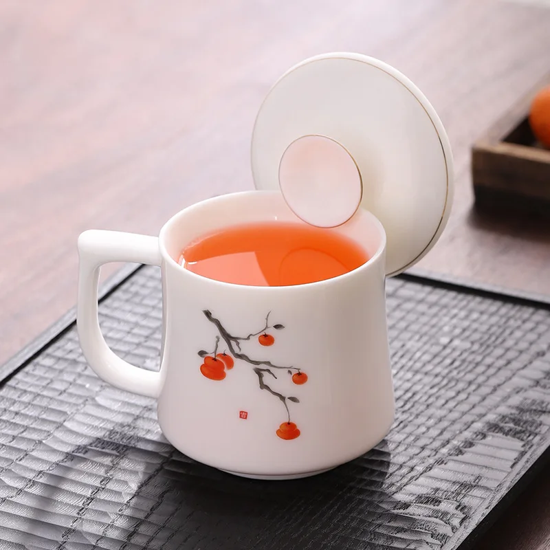 CX jade porcelain teacup water cup large ceramic cup household meeting room personal office cup with lid
CX jade porcelain teacup water cup large ceramic cup household meeting room personal office cup with lid