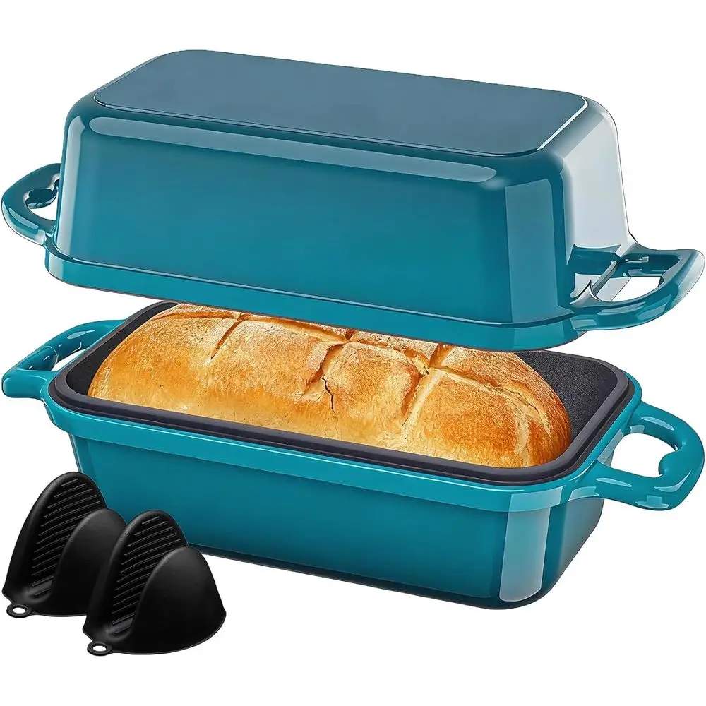 Sourdough Bread Dutch Oven, 8.5x4.5 Inch Cast Iron Loaf Pan, Meatloaf Pan with Lid, 2-Piece Set, Emerald Green
Sourdough Bread Dutch Oven, 8.5x4.5 Inch Cast Iron Loaf Pan, Meatloaf Pan with Lid, 2-Piece Set, Emerald Green